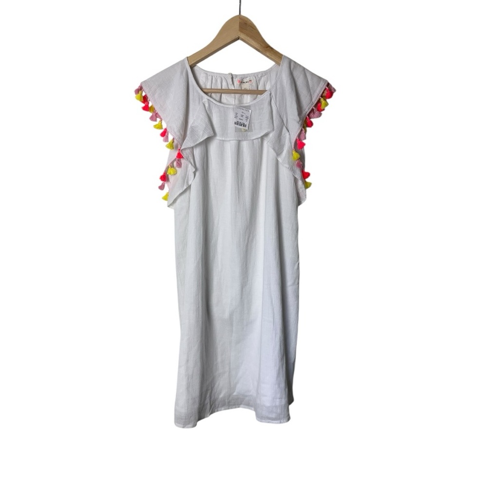 NWT Crewcuts J.Crew White Gauze Orange Tassel Dress Girls Summer Dress 12